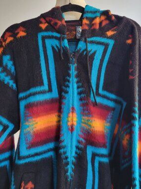Indian Creations by Incas Alpaca Wool Southwestern Hooded Jacket XL